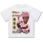 American Retro Street Portrait Tyler Print Short Sleeve T-shirt